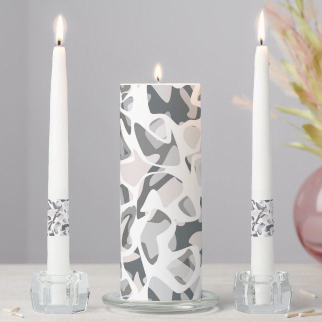 Light Gray Spots Abstract spotted pattern  Unity Candle Set (In Situ)
