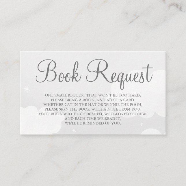 Light Gray Star Sky Book Request Card (Front)