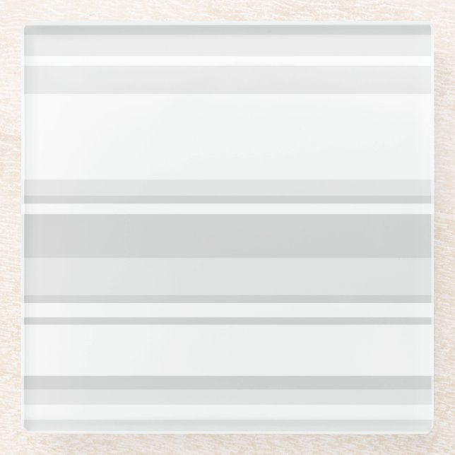 Light gray stripes glass coaster (Front)