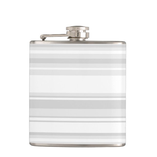 Light gray stripes hip flask (Front)