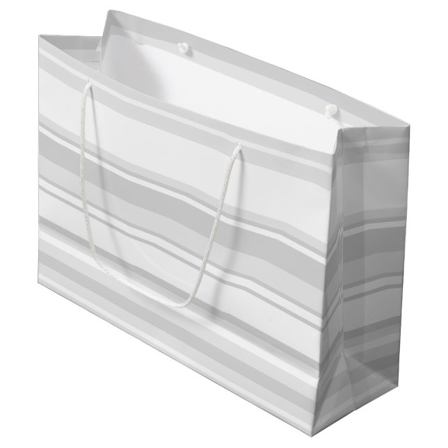 Light gray stripes large gift bag (Front Angled)