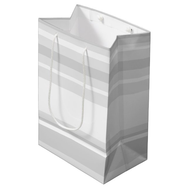 Light gray stripes medium gift bag (Front Angled)