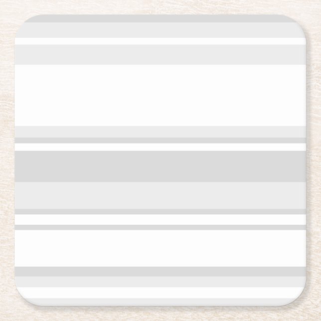 Light gray stripes square paper coaster (Front)