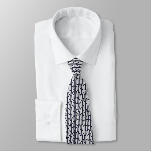 Light Gray Strokes on Dark Blue B Neck Tie