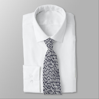 Light Gray Strokes on Dark Blue B Neck Tie