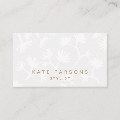 LIght Gray Subtle Floral Pattern Professional Business Card