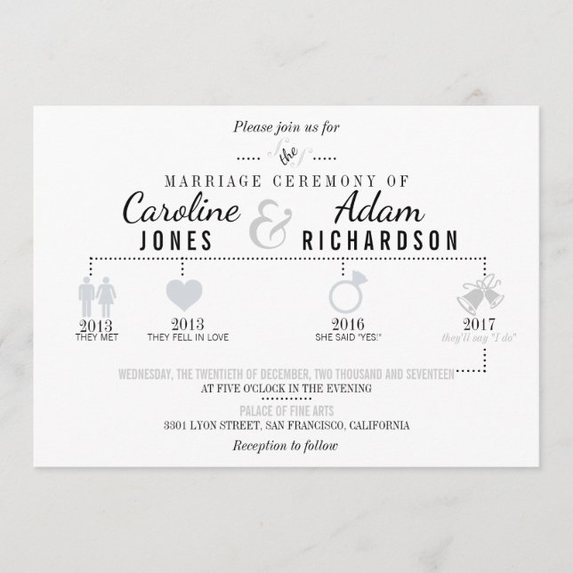 Light Gray Timeline Wedding Invitations (Front)