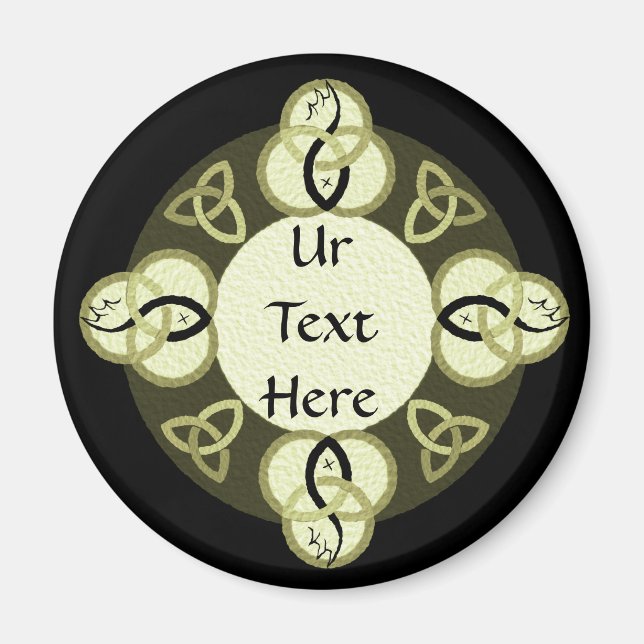 Light Gray Trinity and Black Fish Monogram Magnet (Front)