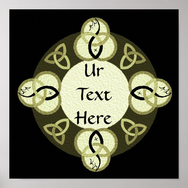 Light Gray Trinity and Black Fish Monogram Poster (Front)