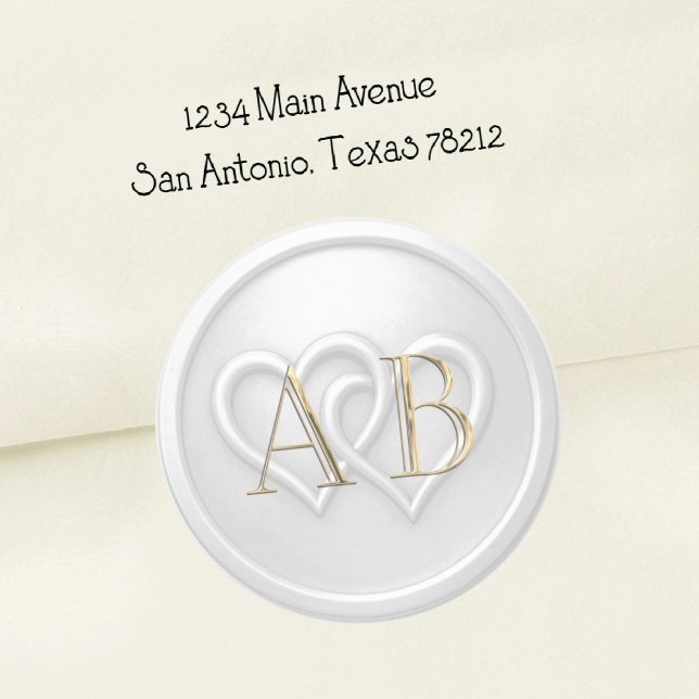 Light Gray Two Hearts Intertwined Monogram Wedding Classic Round Sticker (Creator Uploaded)