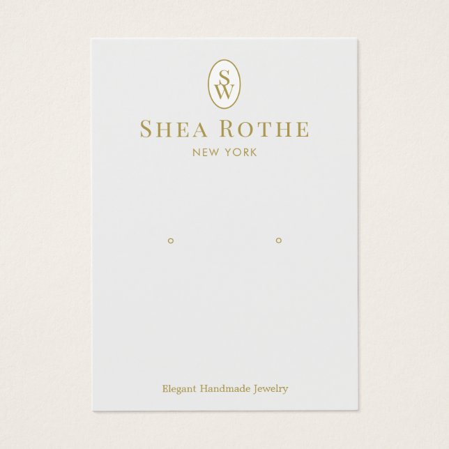 Light Gray Vintage Monogram Earring Display Card (Front)