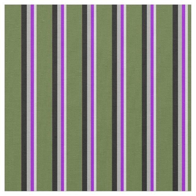 Light Gray, Violet, Dark Gray, Black & Olive Green Fabric (Close Up)