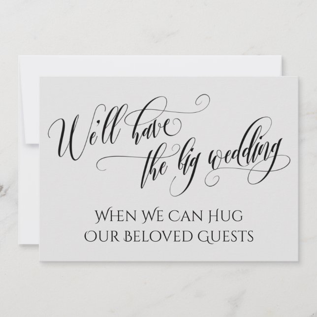 Light Gray When We Can Hug You Postponed Wedding Invitation (Front)