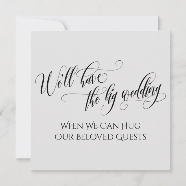 Light Gray When We Can Hug You Postponed Wedding Invitation (Front)