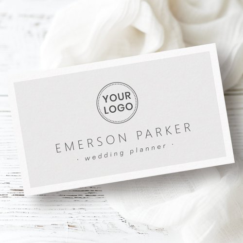 Light gray white border modern minimalist add logo business card