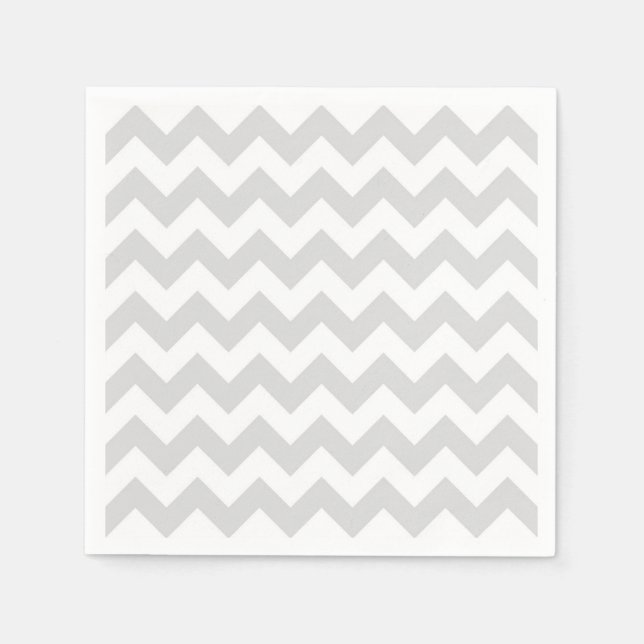 Light Gray White Chevron Zig-Zag Pattern Napkins (Front)