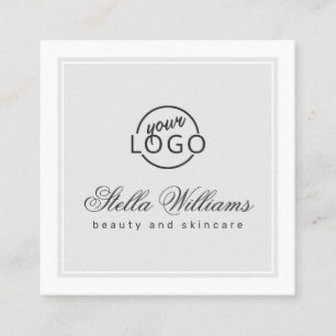 Light gray white custom logo minimalist square business card