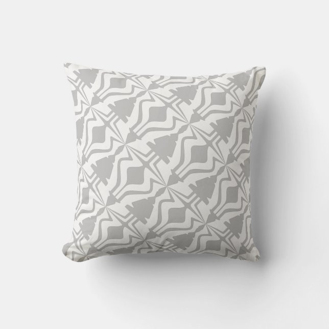 Light Gray White Diagonal Sound Wave Small Tiles Throw Pillow (Front)