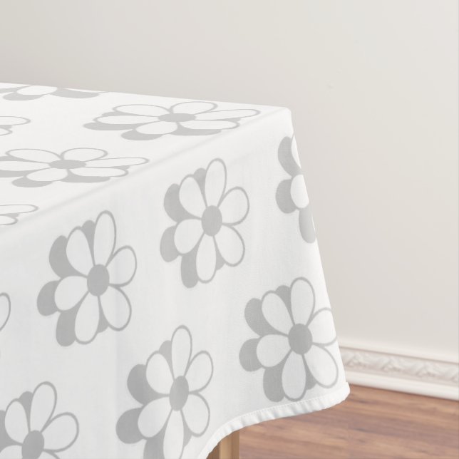 Light Gray & White Flowers on White Tablecloth (In Situ)