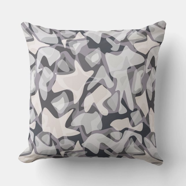 Light gray-white gray light gray abstract  throw p pillow (Front)