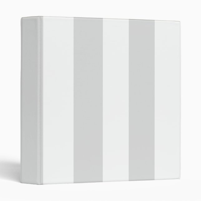 Light Gray White Huge Stripes 3 Ring Binder (Front/Spine)