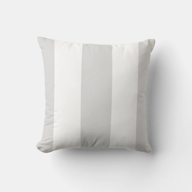 Light Gray White Huge Stripes Throw Pillow (Front)