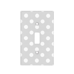 Light Gray White Large Polka Dot Pattern Light Switch Cover