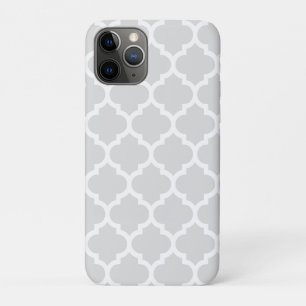Light Gray White Moroccan Quatrefoil Pattern #5 iPhone 11 Pro Case