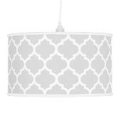 Light Gray White Moroccan Quatrefoil Pattern #5 Pendant Lamp (Right)