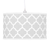 Light Gray White Moroccan Quatrefoil Pattern #5 Pendant Lamp (Left)