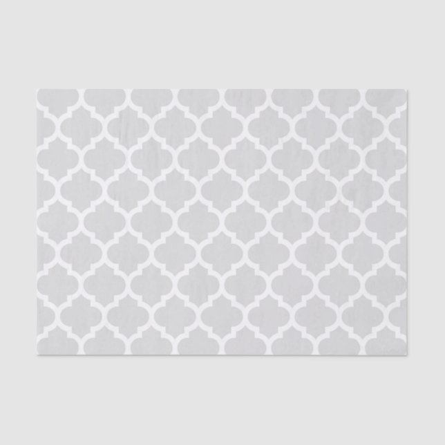 Light Gray White Moroccan Quatrefoil Pattern #5 Tissue Paper (Front)