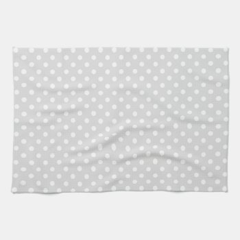 Light Gray White Polka Dot Pattern Kitchen Towel by FantabulousPatterns at Zazzle