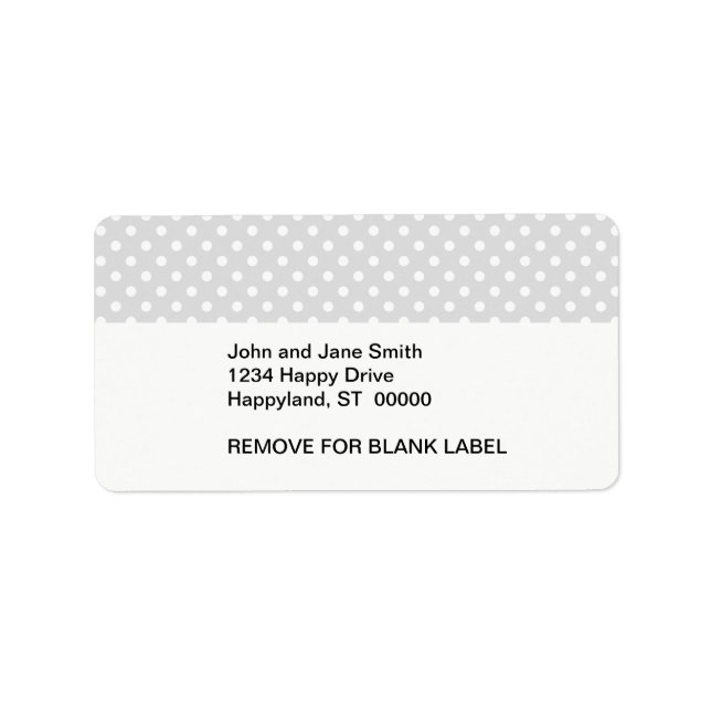 Light Gray White Polka Dot Pattern Label (Front)