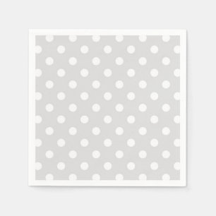 Light Gray White Polka Dot Pattern Paper Napkins