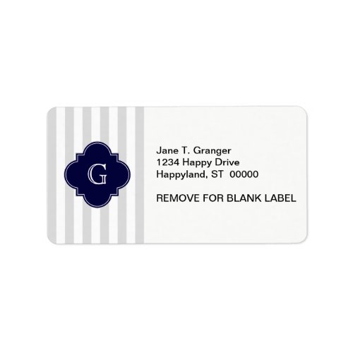 Light Gray White Stripes Navy Blue Label Monogram
