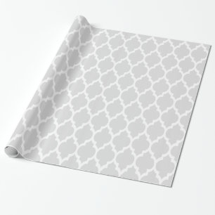 Light Gray White XL Moroccan Quatrefoil #4 Wrapping Paper
