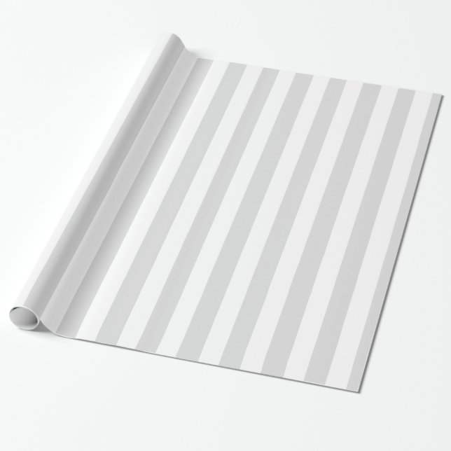 Light Gray White XL Stripes Pattern Wrapping Paper (Unrolled)
