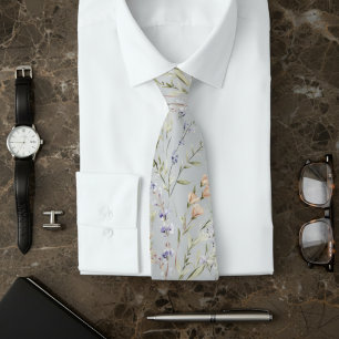 Light Gray Wildflower Neck Tie