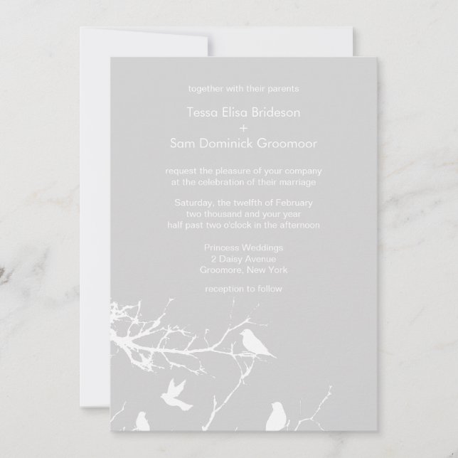 Light Gray Winter Background Weddings Personalized Invitation (Front)