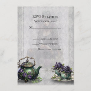 Light Gray Witches Tea Enchanted Brew RSVP Card