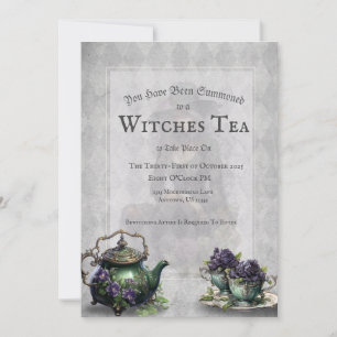 Light Gray Witches Tea Enchanting Brew Invitation