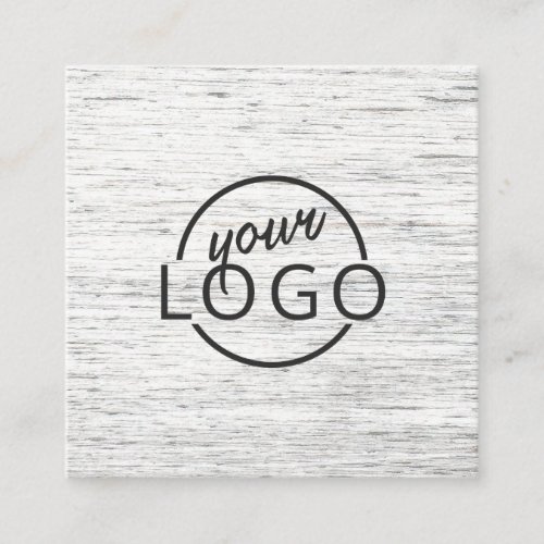 Light gray wood custom logo square business card