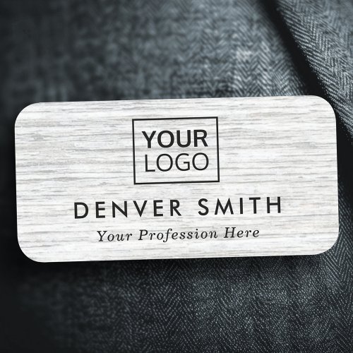 Light gray wood grain look name and title name tag
