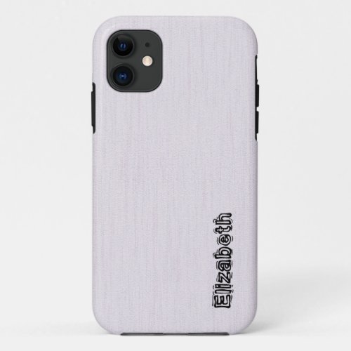 Light Gray Wood Grain Monogram iPhone 11 Case