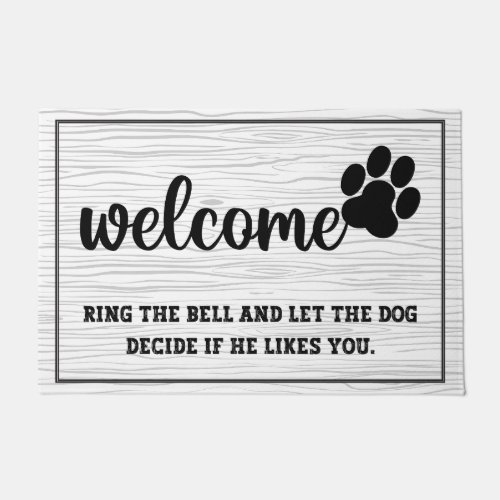 Light gray wooden Welcome paw funny quotes vintage Doormat