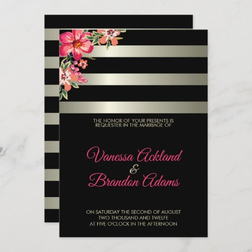 Light Grayish And Black Stripes Wedding Invitation