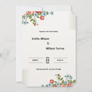 Light Grayish Orange and Dark Yellow Watercolor Fl Invitation