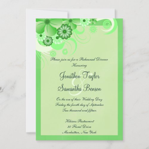 Light Green 5x7 Wedding Rehearsal Dinner Invites