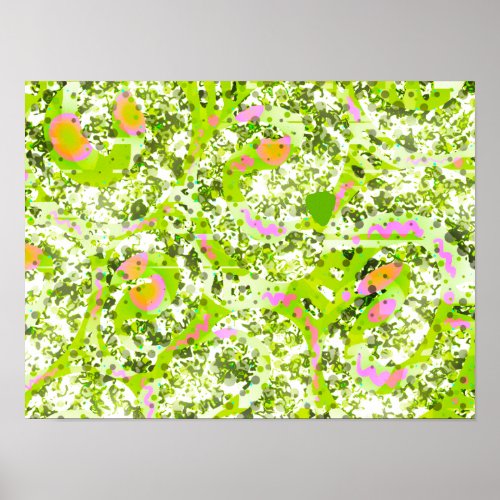 Light green abstract pouring glitch wiggle lines  poster