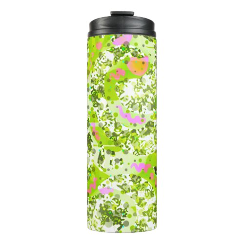 Light green abstract pouring glitch wiggle lines  thermal tumbler